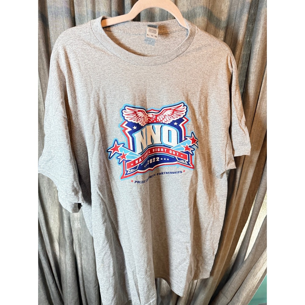 Gildan DryBlend National Night Out 2022 T-Shirt Mens XL Gray NNO Graphic Tee